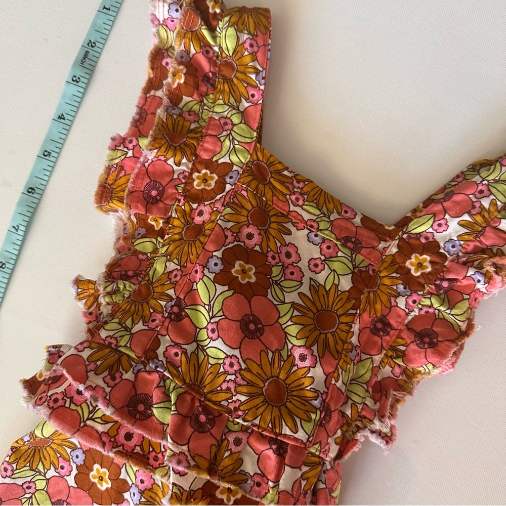 Wonder Nation Floral Overalls - Pink and Yellow - Picture 3 of 7